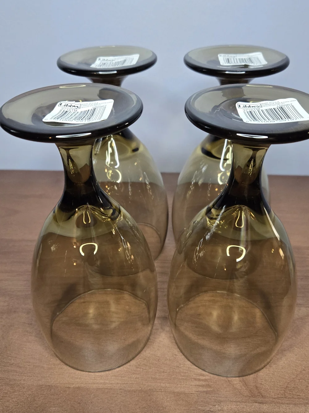 Libbey Amber-Tinted Stemmed Wine Glasses - Set of 4